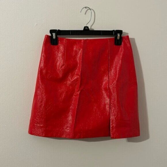 NEW Hutch Red Faux Leather Mini Skirt Size 6/Medium - Picture 3 of 5